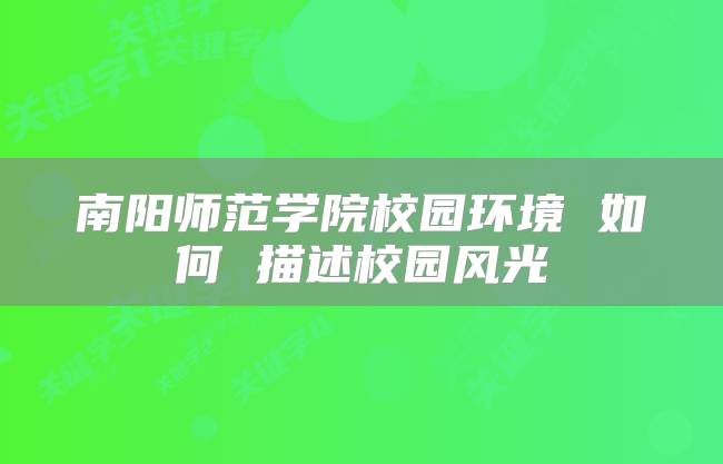南阳师范学院校园环境 如何 描述校园风光